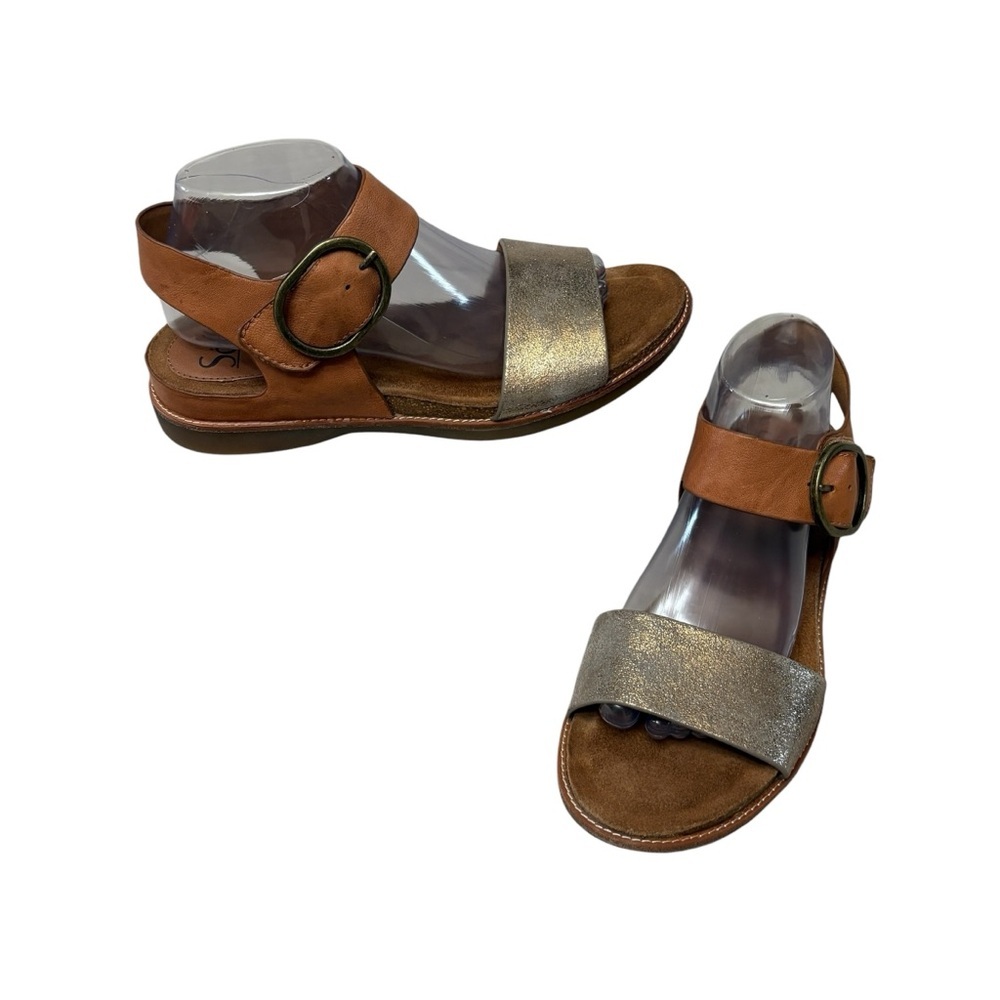 Sofft Bali Brown Leather Metallic Bronze Strappy Comfort Sandals Womens Size 9.5